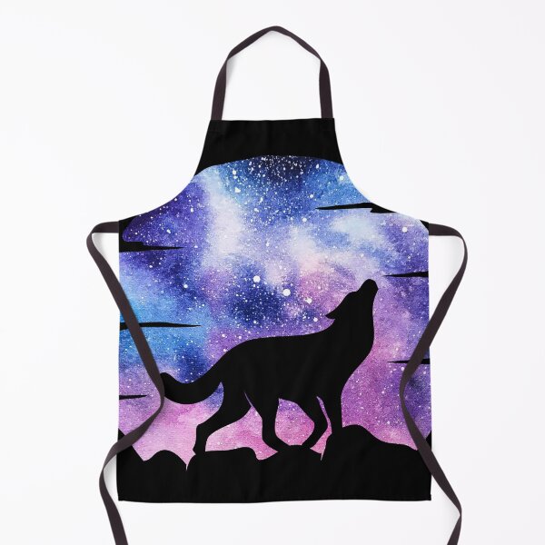 Item preview, purple and blue night galaxy wolf howling at moon silhouette designed and sold by Zevy-Darling.