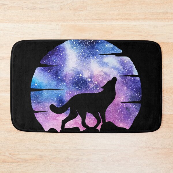 Item preview, purple and blue night galaxy wolf howling at moon silhouette designed and sold by Zevy-Darling.