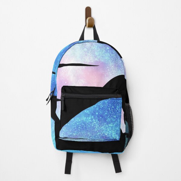Item preview, light pink and blue galaxy wolf howling at moon silhouette designed and sold by Zevy-Darling.