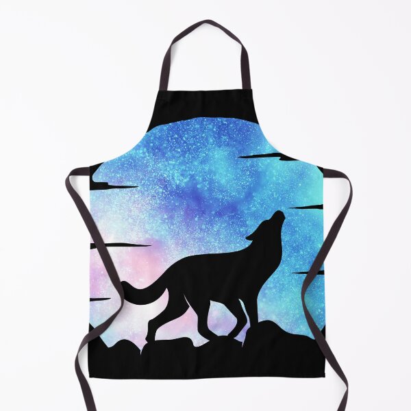 Item preview, light pink and blue galaxy wolf howling at moon silhouette designed and sold by Zevy-Darling.