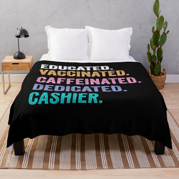 Item preview, Educated Vaccinated Caffeinated Dedicated Cashier shirt, Funny Cashier Christmas Gift designed and sold by xlnv.