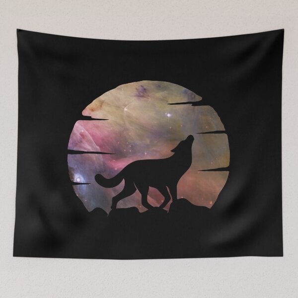 Item preview, purple and tan galaxy wolf howling at moon silhouette designed and sold by Zevy-Darling.