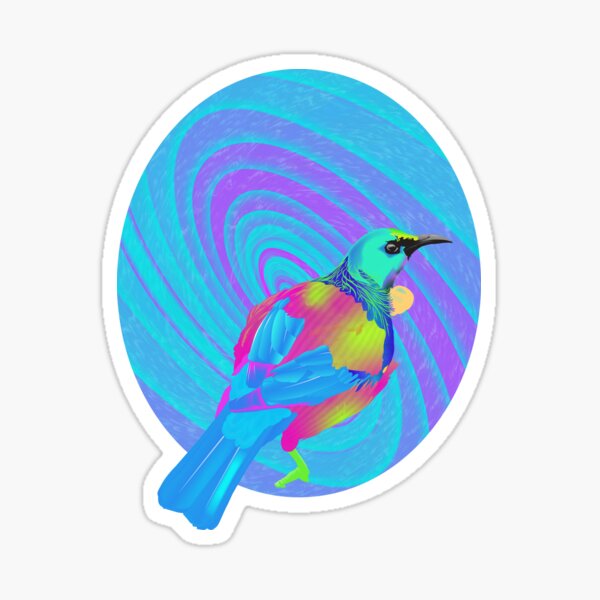 Psychedelic Tui Bird Sticker
