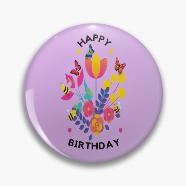 Item preview, Happy Birthday Wishes, Greeting, Celebration, with flowers, butterfly and bees, designed and sold by TheCatmeow2000.