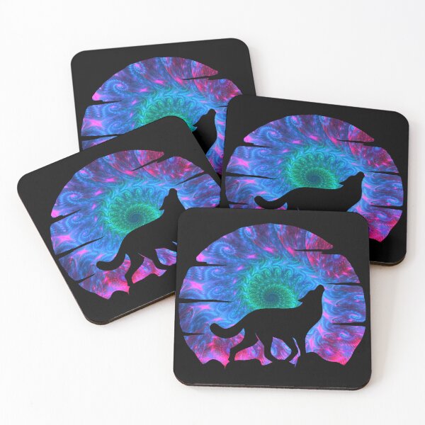 Item preview, psychedelic wolf howling at moon silhouette designed and sold by Zevy-Darling.