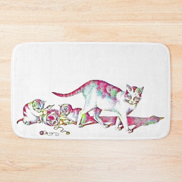 Item preview, Domestic Cat and Three Playful Kittens: Colorfully Edited Illustration by Gottfried Mind, The Raphael of Cats 1768-1814 designed and sold by TeachUrb.