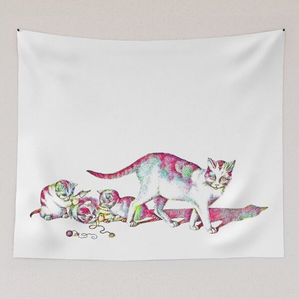 Item preview, Domestic Cat and Three Playful Kittens: Colorfully Edited Illustration by Gottfried Mind, The Raphael of Cats 1768-1814 designed and sold by TeachUrb.
