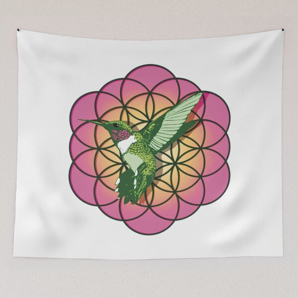 Item preview, Humming Bird with Pink Flower of Life designed and sold by MJ Koldewyn.