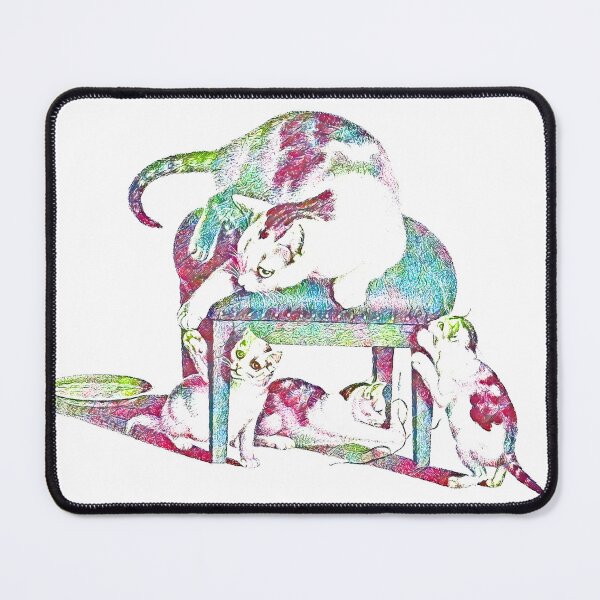 Item preview, Domestic Cat On A Stool And Three Playful Kittens: Colorfully Edited Illustration by Gottfried Mind, The Raphael of Cats 1768-1814 designed and sold by TeachUrb.