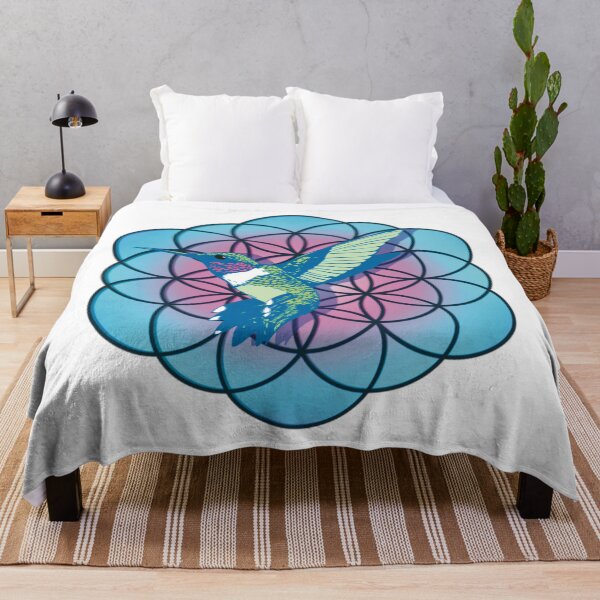 Item preview, Humming Bird with Blue Flower of Life designed and sold by MJ Koldewyn.