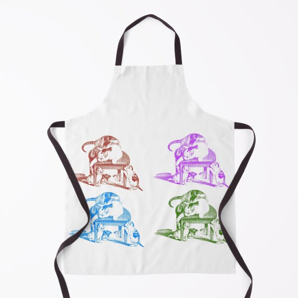 Item preview, Domestic Cat On A Stool And Three Playful Kittens: Colorfully Edited Red Purple Blue Green Pattern Illustration by Gottfried Mind, The Raphael of Cats 1768-1814 designed and sold by TeachUrb.