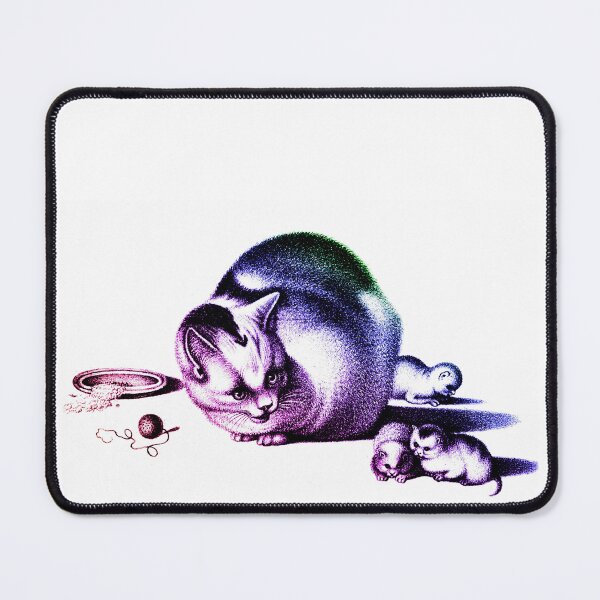 Item preview, Domestic Cat and Three Newborn Kittens: Colorfully Edited Illustration by Gottfried Mind, The Raphael of Cats 1768-1914 designed and sold by TeachUrb.
