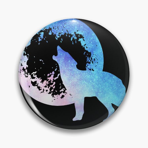 Item preview, light pink and blue galaxy wolf howling at moon silhouette designed and sold by Zevy-Darling.