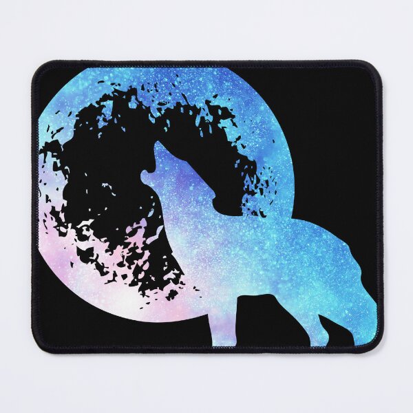 Item preview, light pink and blue galaxy wolf howling at moon silhouette designed and sold by Zevy-Darling.