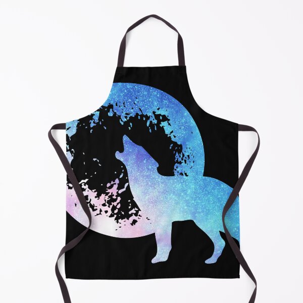 Item preview, light pink and blue galaxy wolf howling at moon silhouette designed and sold by Zevy-Darling.