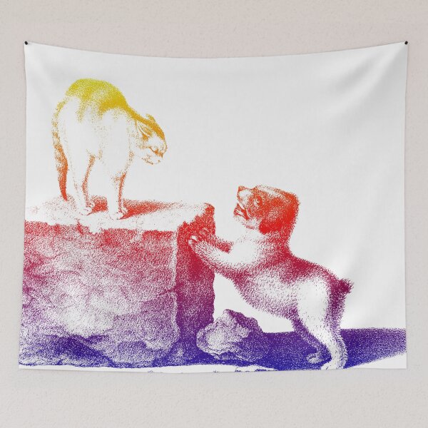 Item preview, Domesticated Cat and Puppy: Colorfully Edited Bright Illustration By Gottfried Mind, The Raphael of Cats 1768-1814 designed and sold by TeachUrb.