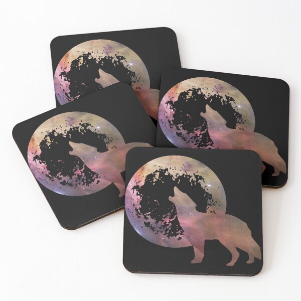 Item preview, purple and tan galaxy wolf howling at moon silhouette designed and sold by Zevy-Darling.