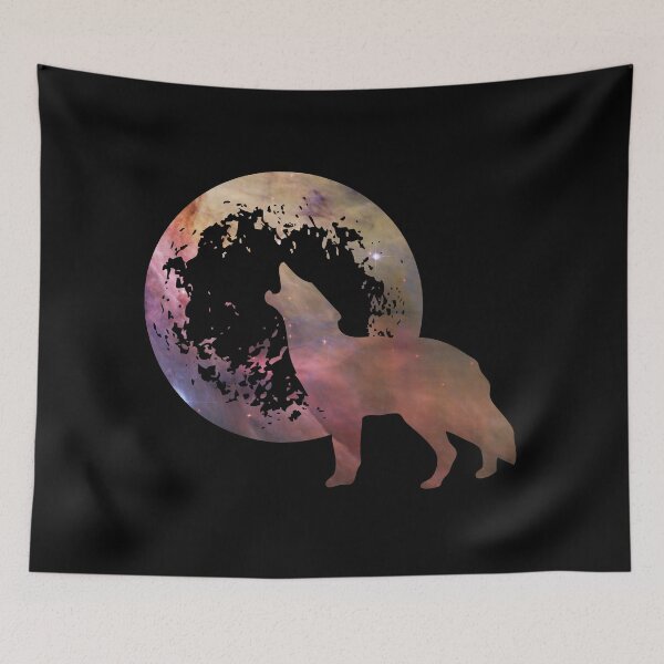 Item preview, purple and tan galaxy wolf howling at moon silhouette designed and sold by Zevy-Darling.