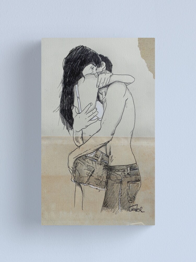 couple kiss line drawing