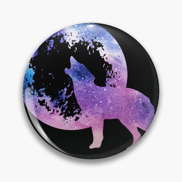 Item preview, purple and blue night galaxy wolf howling at moon silhouette designed and sold by Zevy-Darling.