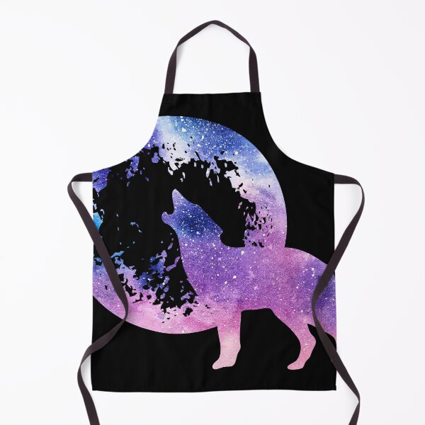 Item preview, purple and blue night galaxy wolf howling at moon silhouette designed and sold by Zevy-Darling.