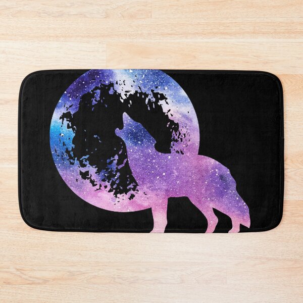 Item preview, purple and blue night galaxy wolf howling at moon silhouette designed and sold by Zevy-Darling.