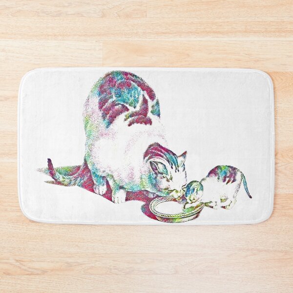 Item preview, Domesticated Cat and Kitten Drinking Milk: Colorfully Edited Illustration By Gottfried Mind, The Raphael of Cats 1768-1814 designed and sold by TeachUrb.