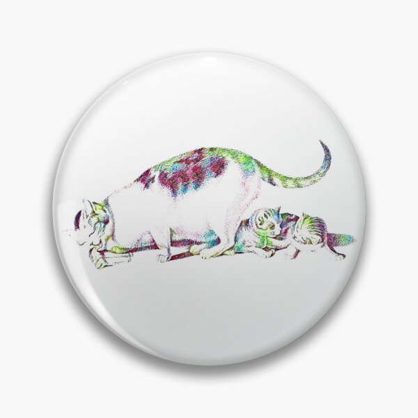 Item preview, Domestic Cat Eating While Kittens Play: Colorfully Edited Illustration By Gottfried Mind, The Raphael of Cats 1768-1814 designed and sold by TeachUrb.
