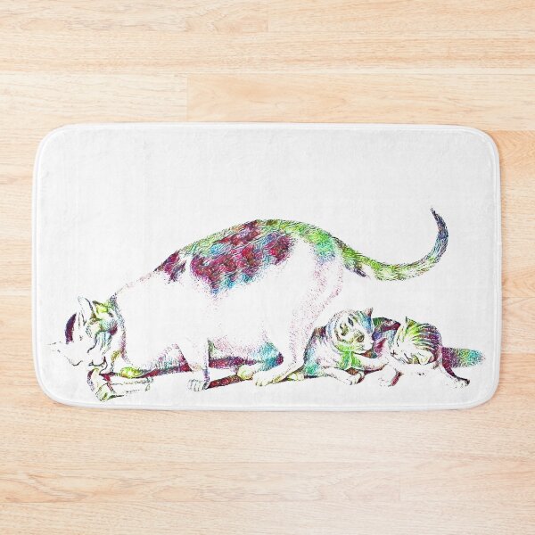 Item preview, Domestic Cat Eating While Kittens Play: Colorfully Edited Illustration By Gottfried Mind, The Raphael of Cats 1768-1814 designed and sold by TeachUrb.