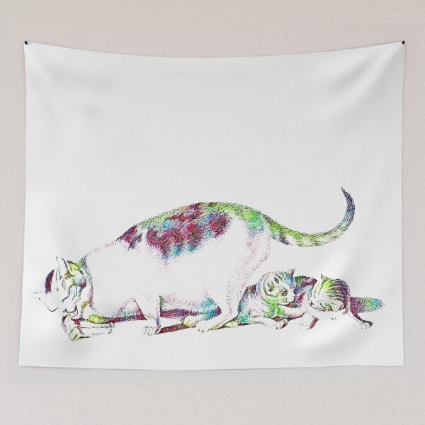 Item preview, Domestic Cat Eating While Kittens Play: Colorfully Edited Illustration By Gottfried Mind, The Raphael of Cats 1768-1814 designed and sold by TeachUrb.