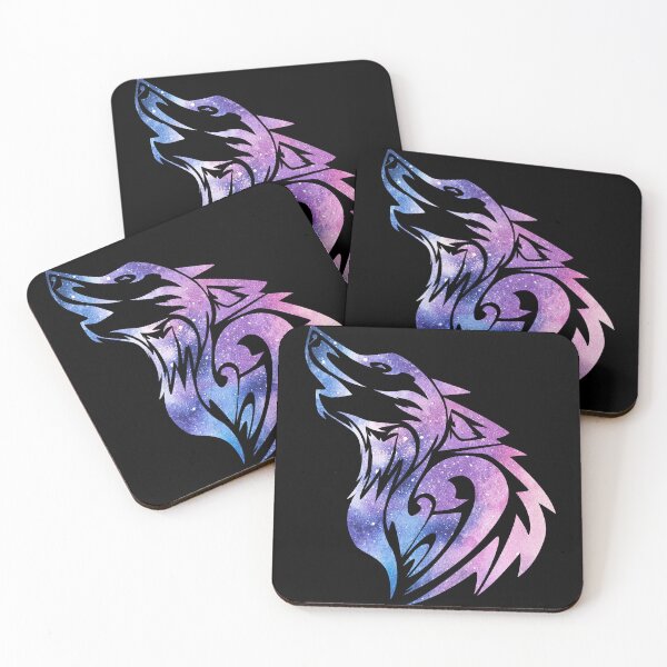 Item preview, purple and blue howling tribal tattoo style wolf designed and sold by Zevy-Darling.