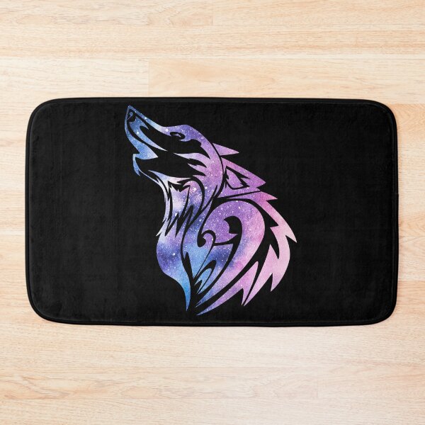 Item preview, purple and blue howling tribal tattoo style wolf designed and sold by Zevy-Darling.