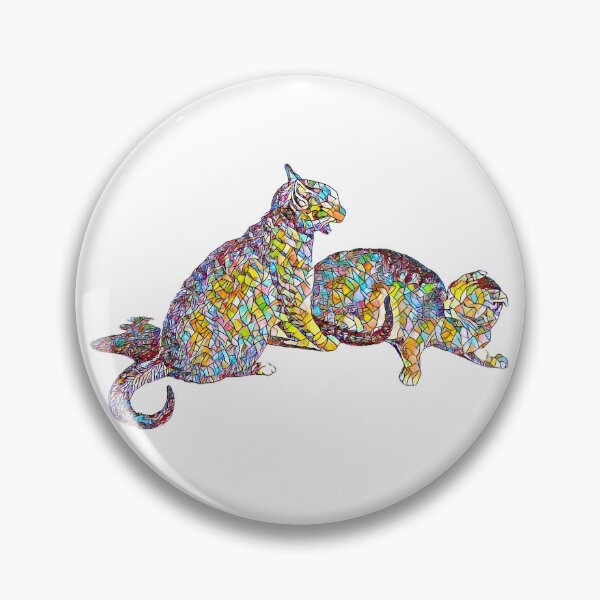 Item preview, Two Domestic Cats Fighting Playfully: Mosaic Edited Illustration By Gottfried Mind, The Raphael of Cats 1768-1814 designed and sold by TeachUrb.
