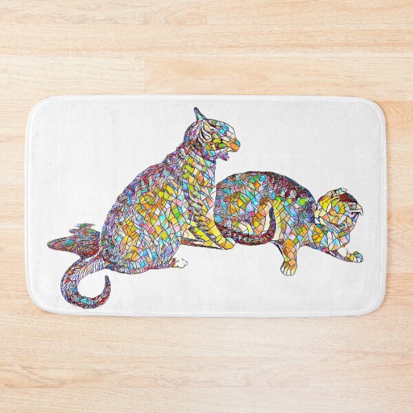 Item preview, Two Domestic Cats Fighting Playfully: Mosaic Edited Illustration By Gottfried Mind, The Raphael of Cats 1768-1814 designed and sold by TeachUrb.
