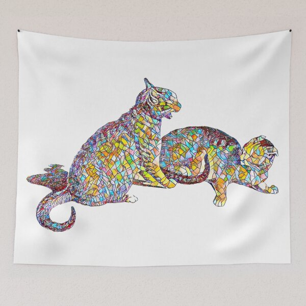 Item preview, Two Domestic Cats Fighting Playfully: Mosaic Edited Illustration By Gottfried Mind, The Raphael of Cats 1768-1814 designed and sold by TeachUrb.