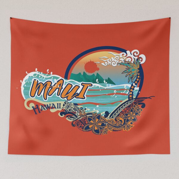 Item preview, Vintage 80's Maui Hawaii Beach Round Tourist Design designed and sold by sunnthreads.