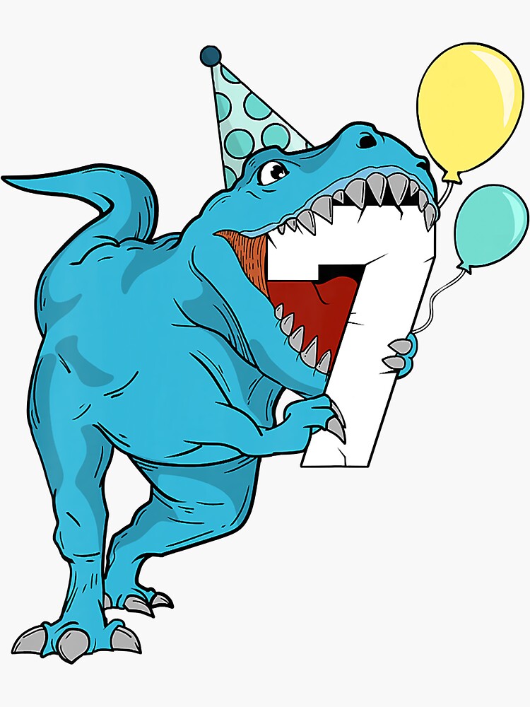 Kids Dinosaur 7th Birthday Boy 7 T-Rex Seven Year Old Sticker for Sale by  HugheDemeyer