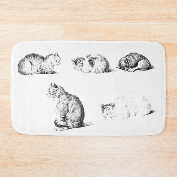 Item preview, Five Studies Of Cats By Jean Bernard (1812) Edited Black and White designed and sold by TeachUrb.