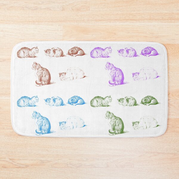 Item preview, Five By Five Studies Of Cats By Jean Bernard (1812) Edited Colorfully Red Purple Blue Green designed and sold by TeachUrb.