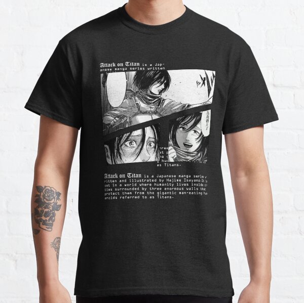 Mikasa Ackerman Attack on Titan Shingeki no Kyojin Manga Diseño de texto Camiseta clásica