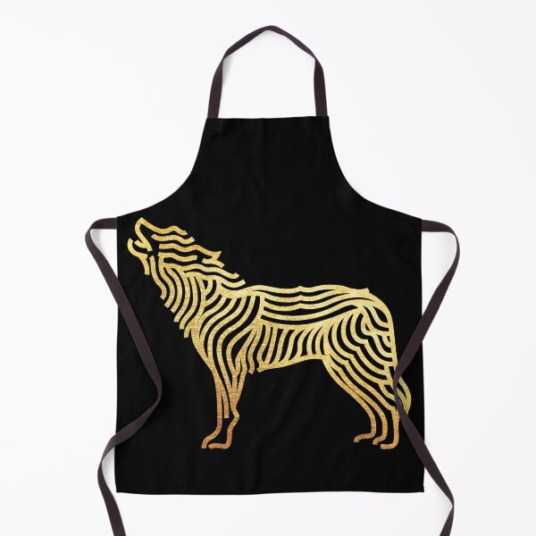Item preview, golden metallic line art wolf howling design designed and sold by Zevy-Darling.