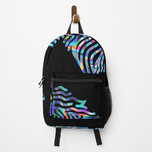 Item preview, rainbow psychedelic holographic line art wolf howling design designed and sold by Zevy-Darling.
