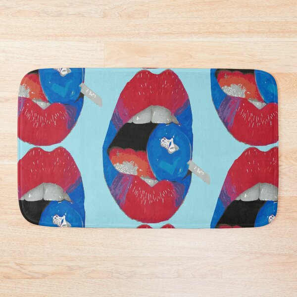 Item preview, blue red glossy lips biting on a sweet lollipop  designed and sold by XXgooddeedXX.
