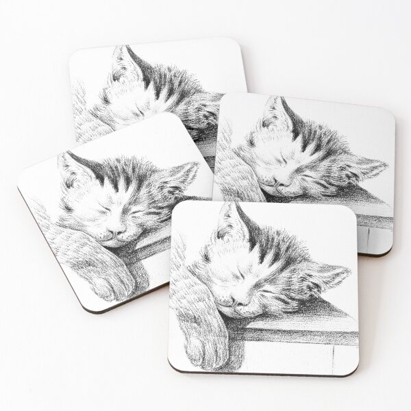 Item preview, Jean Bernard's Sketch Of A Sleeping Cat Edited Black And White designed and sold by TeachUrb.