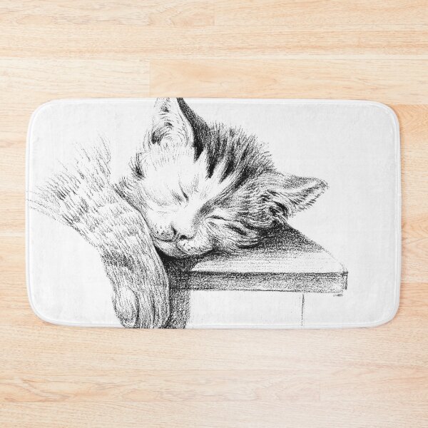 Item preview, Jean Bernard's Sketch Of A Sleeping Cat Edited Black And White designed and sold by TeachUrb.
