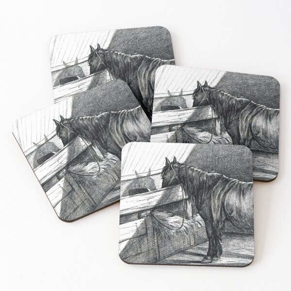 Item preview, Jean Bernard's Standing Horse in a Stable Edited Black and White designed and sold by TeachUrb.