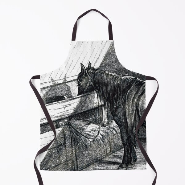 Item preview, Jean Bernard's Standing Horse in a Stable Edited Black and White designed and sold by TeachUrb.