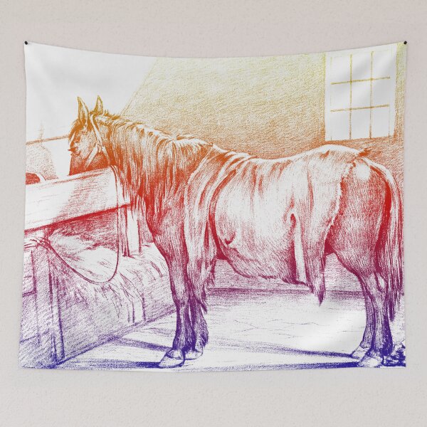 Item preview, Jean Bernard's Standing Horse in a Stable Edited Bright and Colorful designed and sold by TeachUrb.