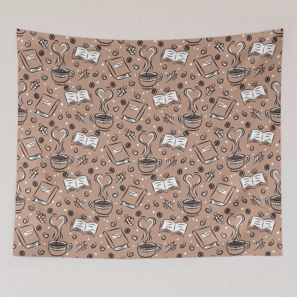 Item preview, Coffee and Books Lover Hand Drawn Brown Pattern designed and sold by mrhighsky.