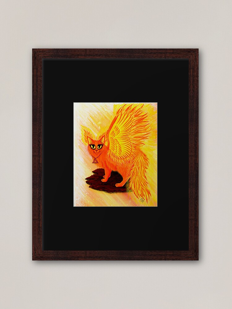 Elemental Fire Fairy Cat Phoenix Framed Art Print By Tigerpixie Redbubble